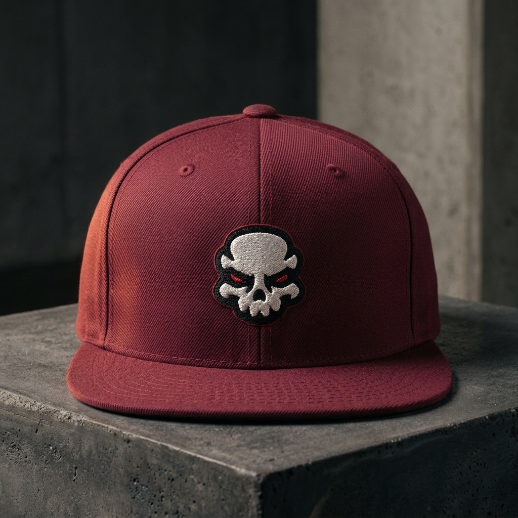 Casquette snapback bordeaux tête de mort CRANERS, vue de face